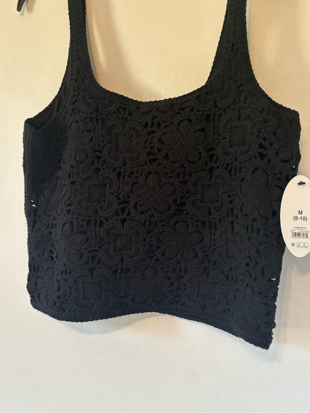 Scoop NYC Black Crochet Crop Tank